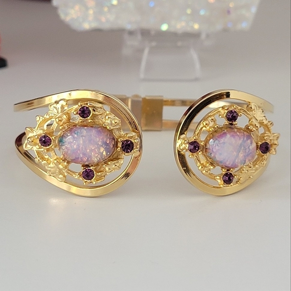 Vintage Bracelet Clamper Styler With Fire Opal #1900